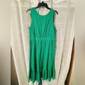 J. crew emerald green midi eyelet dress